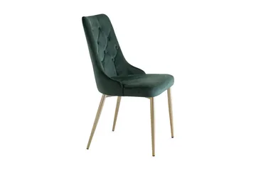 Velvet Deluxe Velourstol - Mørkegrøn/Guld - Møbler - Stole & lænestole - Spisebordsstole & køkkenstole
