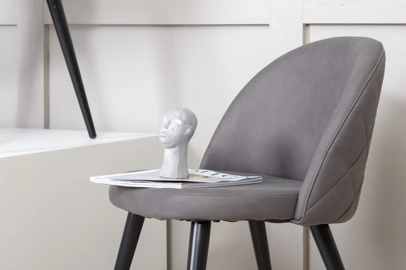 Velvet Stitches Spisebordsstol - Grå/Svart - Møbler - Stole & lænestole - Spisebordsstole & køkkenstole