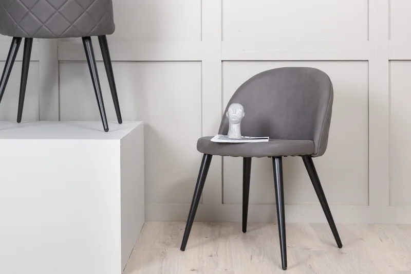 Velvet Stitches Spisebordsstol - Grå/Svart - Møbler - Stole & lænestole - Spisebordsstole & køkkenstole