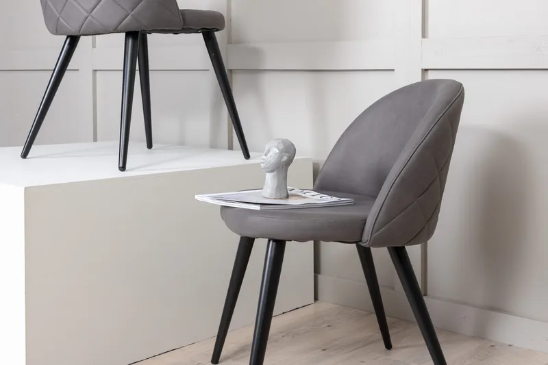 Velvet Stitches Spisebordsstol - Grå/Svart - Møbler - Stole & lænestole - Spisebordsstole & køkkenstole