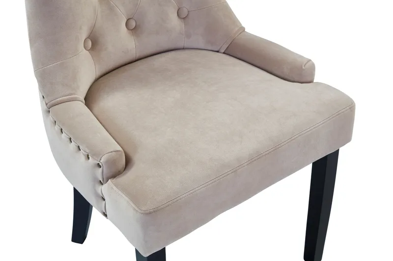 Viktoria Spisebordsstol & Køkkenstol i Velour med Sorte Træben - Beige - Møbler - Stole & lænestole - Spisebordsstole & køkkenstole