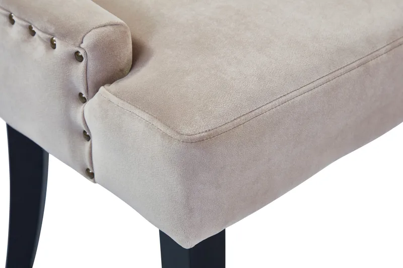 Viktoria Spisebordsstol & Køkkenstol i Velour med Sorte Træben - Beige - Møbler - Stole & lænestole - Spisebordsstole & køkkenstole