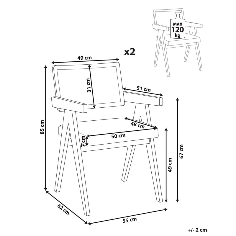 Spisestol Ava 2-pak - Lys brun, Beige - Møbler - Stole & lænestole - Spisebordsstole & køkkenstole