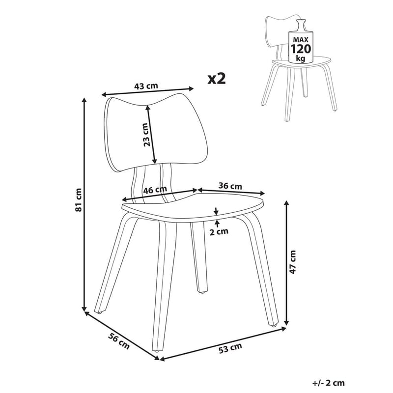 Spisestol Diana 2-pak - Lys brun - Møbler - Borde - Spisebordssæt