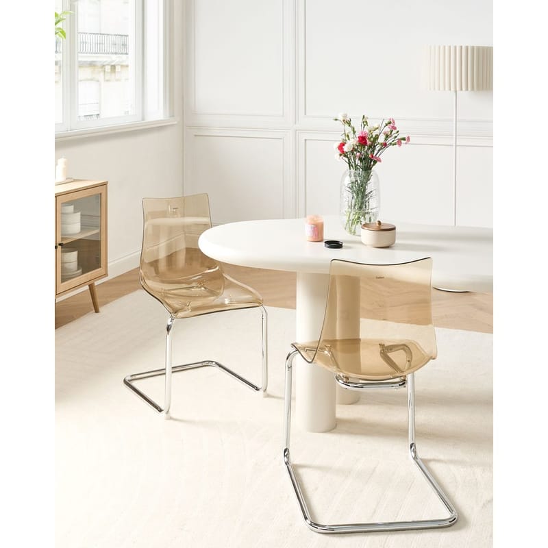 Spisestol Marshall 2-pak - Transparent, Orange, Sølv - Møbler - Stole & lænestole - Spisebordsstole & køkkenstole