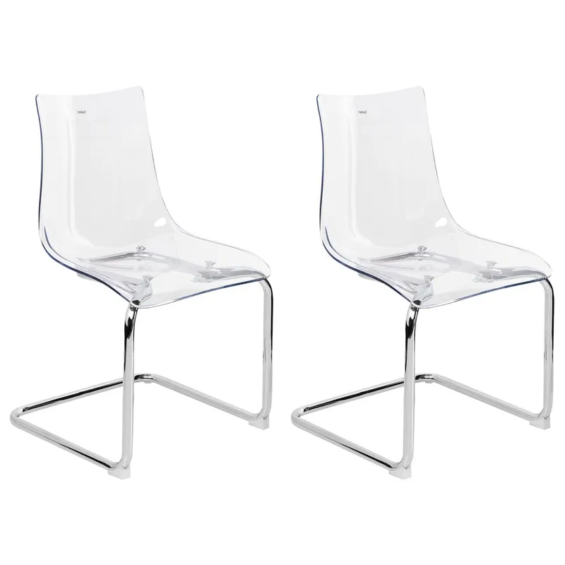 Spisestol Marshall 2-pak, Transparent, Sølv