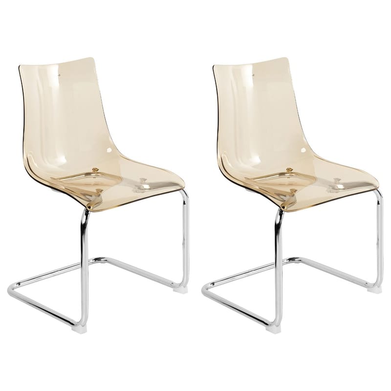 Spisestol Marshall 2-pak, Transparent, Orange, Sølv