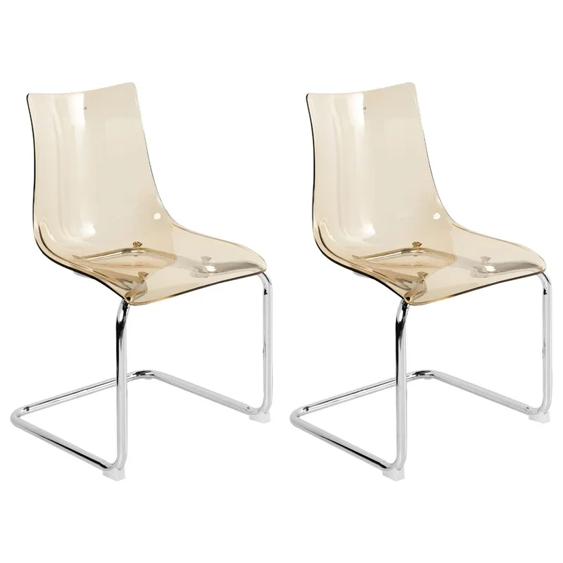 Spisestol Marshall 2-pak - Transparent, Orange, Sølv - Møbler - Stole & lænestole - Spisebordsstole & køkkenstole