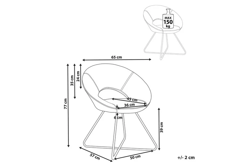 Spisestol Rachel - Off-white, Sort - Møbler - Stole & lænestole - Lænestole