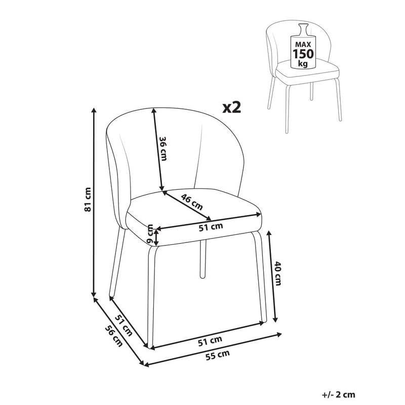 Spisestol Zana 2-pak - Brun, Sort - Møbler - Stole & lænestole - Spisebordsstole & køkkenstole