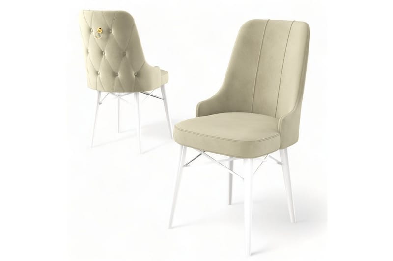 Spisestole Jandela Creme / Hvid - Creme / Hvid - Møbler - Stole & lænestole - Spisebordsstole & køkkenstole