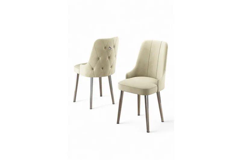 Spisestole Jebi Creme / Krom - Creme / Krom - Møbler - Stole & lænestole - Spisebordsstole & køkkenstole
