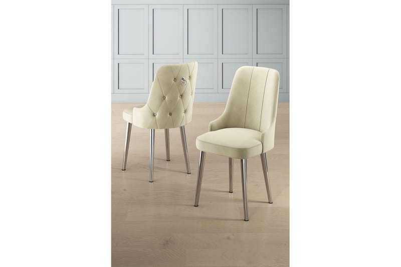Spisestole Jebi Creme / Krom - Creme / Krom - Møbler - Stole & lænestole - Spisebordsstole & køkkenstole