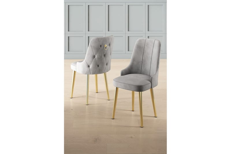 Spisestole Jebi Grå / guld - Grå / guld - Møbler - Stole & lænestole - Spisebordsstole & køkkenstole