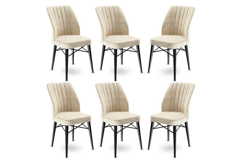 Spisestole Miraen Creme / Sort - Sort/Cremevhid - Møbler - Stole & lænestole - Spisebordsstole & køkkenstole