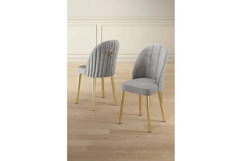 Spisestole Orlen Grå / guld - Grå / guld - Møbler - Stole & lænestole - Spisebordsstole & køkkenstole