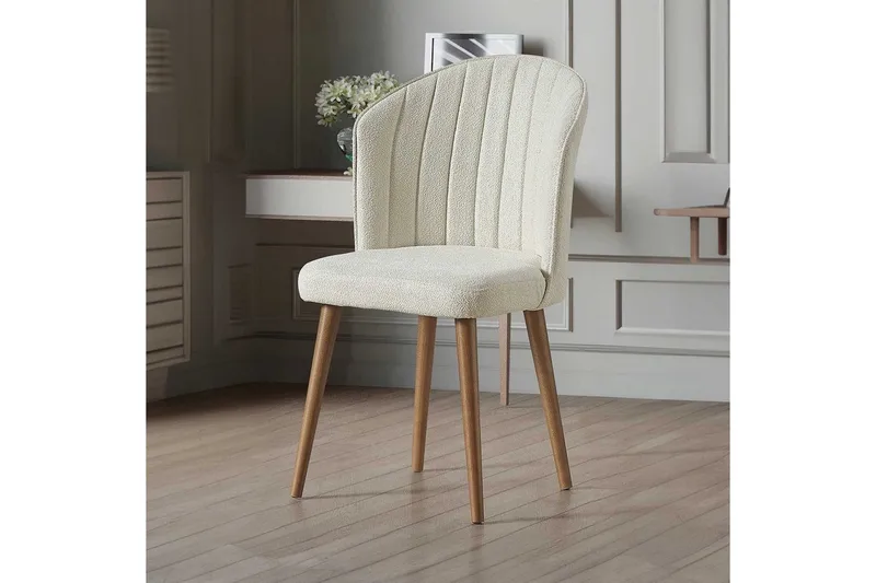 Spisestole Rubi Creme / Valnød, Multifarvet