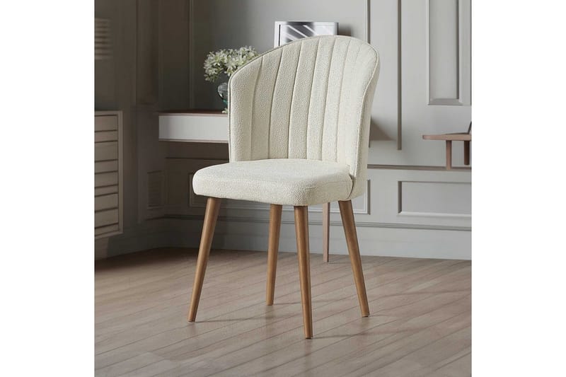 Spisestole Rubi Creme / Valnød - Multifarvet - Møbler - Stole & lænestole - Spisebordsstole & køkkenstole