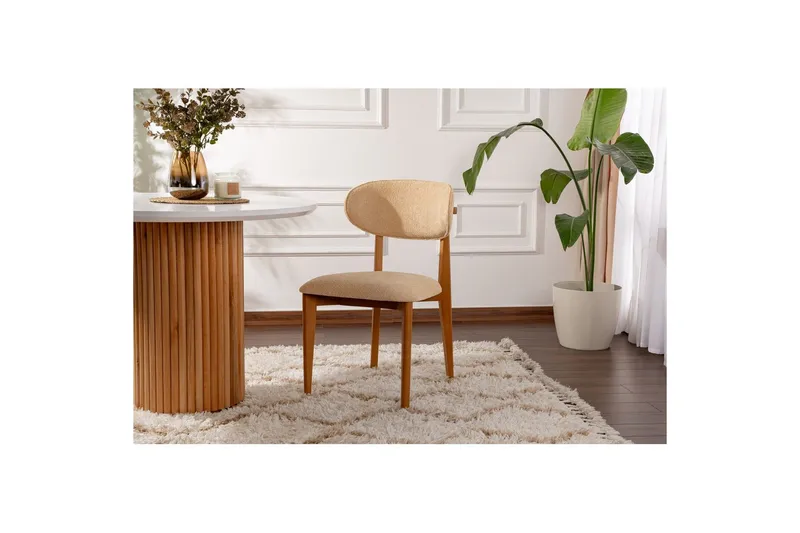 Spisestole Sanroman Classic Beige / Mørk Eg - Beige / Mørk Eg - Møbler - Stole & lænestole - Spisebordsstole & køkkenstole