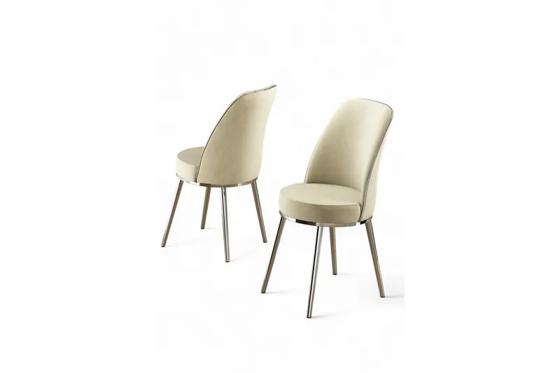 Spisestole Sugako Creme / Krom - Creme / Krom - Møbler - Stole & lænestole - Spisebordsstole & køkkenstole
