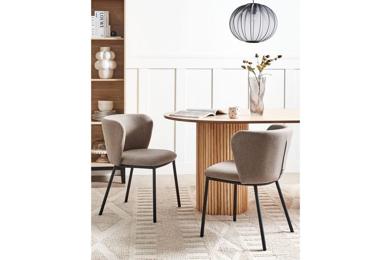 Spisestuestol Mina sæt med 2 Beige/sort - Beige/sort - Møbler - Stole & lænestole - Spisebordsstole & køkkenstole