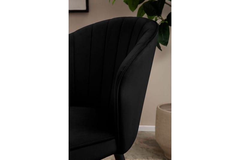 Spisestuestol Wohnling fløjl polstret med metalben, moderne loftstil Sort - Sort - Møbler - Stole & lænestole - Spisebordsstole & køkkenstole