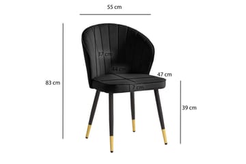 Spisestuestol Wohnling fløjl polstret med metalben, moderne loftstil Sort - Sort - Møbler - Stole & lænestole - Spisebordsstole & køkkenstole