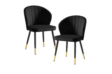 Spisestuestol Wohnling fløjl polstret med metalben, moderne loftstil Sort - Sort - Møbler - Stole & lænestole - Spisebordsstole & køkkenstole