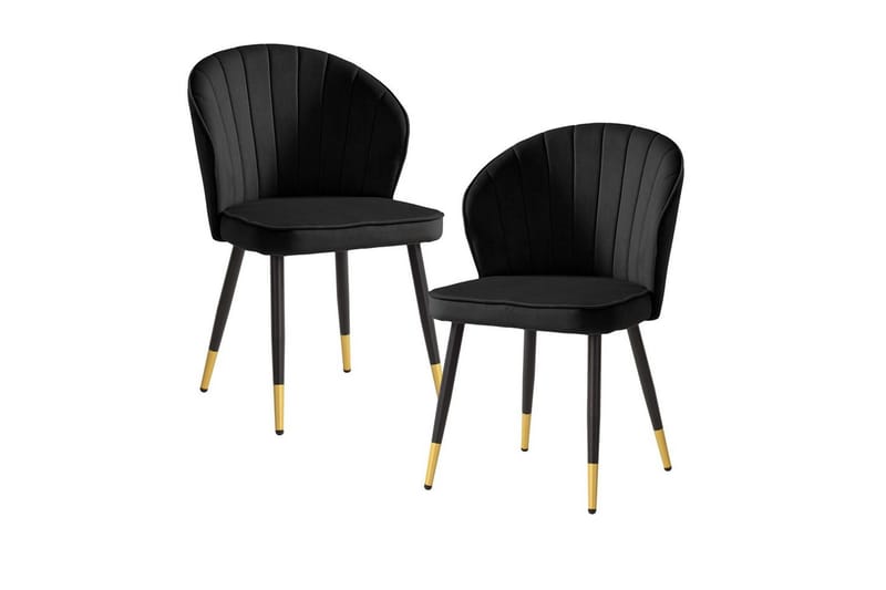 Spisestuestol Wohnling fløjl polstret med metalben, moderne loftstil Sort, Sort