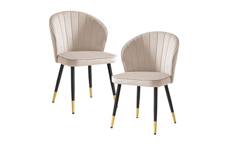 Spisestuestol Wohnling fløjl polstret med metalben, moderne loftstil Beige, Beige