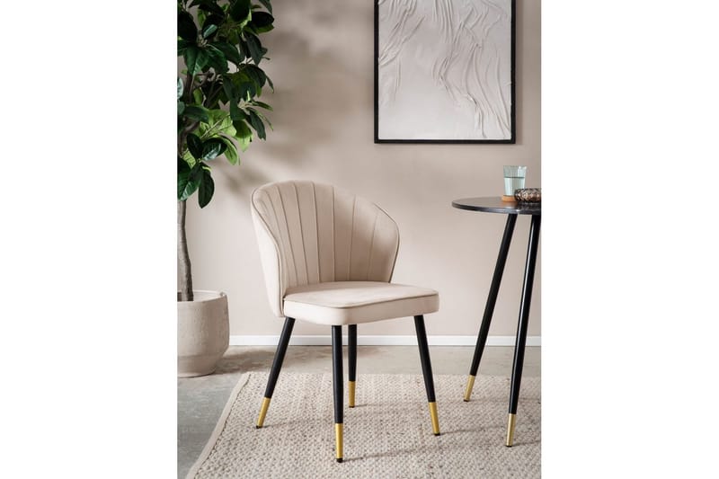 Spisestuestol Wohnling fløjl polstret med metalben, moderne loftstil Beige - Beige - Møbler - Stole & lænestole - Spisebordsstole & køkkenstole