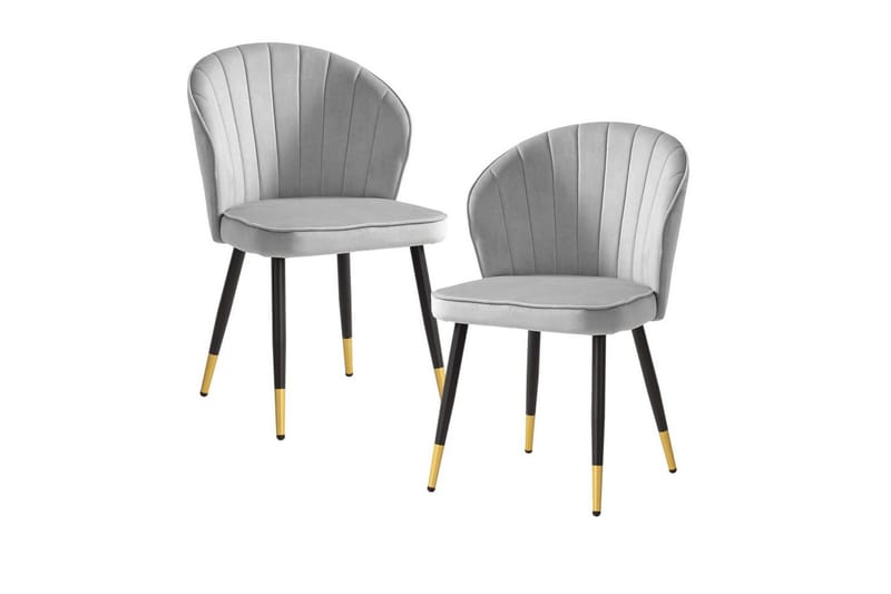 Spisestuestol Wohnling fløjl polstret med metalben, moderne loftstil Grå - Grå - Møbler - Stole & lænestole - Spisebordsstole & køkkenstole