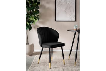 Spisestuestol Wohnling fløjl polstret med metalben, moderne loftstil Sort - Sort - Møbler - Stole & lænestole - Spisebordsstole & køkkenstole