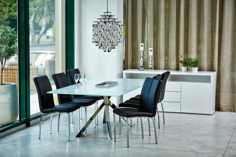 Stol HOME4YOU Asama Sort/krom - sort - Møbler - Stole & lænestole - Spisebordsstole & køkkenstole