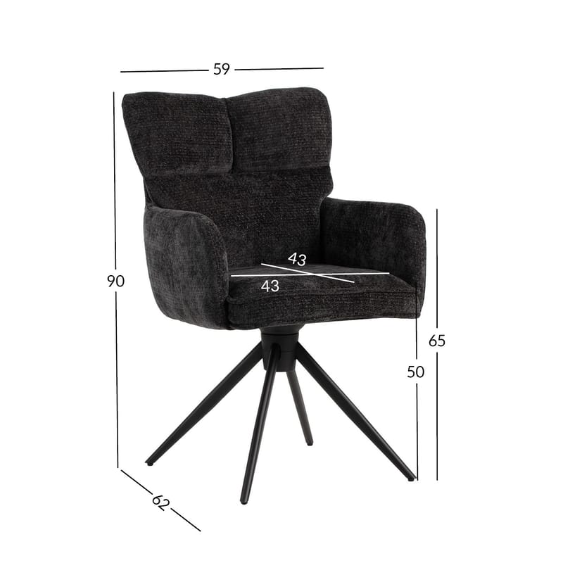 Stol HOME4YOU Lorena drejestol Grå - Grå - Møbler - Stole & lænestole - Spisebordsstole & køkkenstole