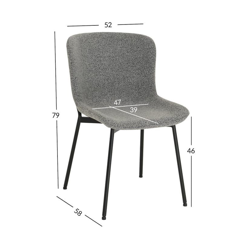 Stol HOME4YOU Manolo Grå bouclé - Grå - Møbler - Stole & lænestole - Spisebordsstole & køkkenstole