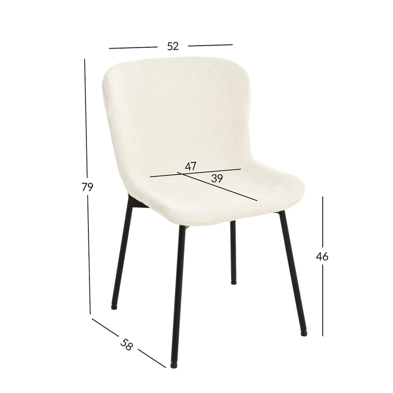 Stol HOME4YOU Manolo Hvid bouclé - Hvid - Møbler - Stole & lænestole - Spisebordsstole & køkkenstole