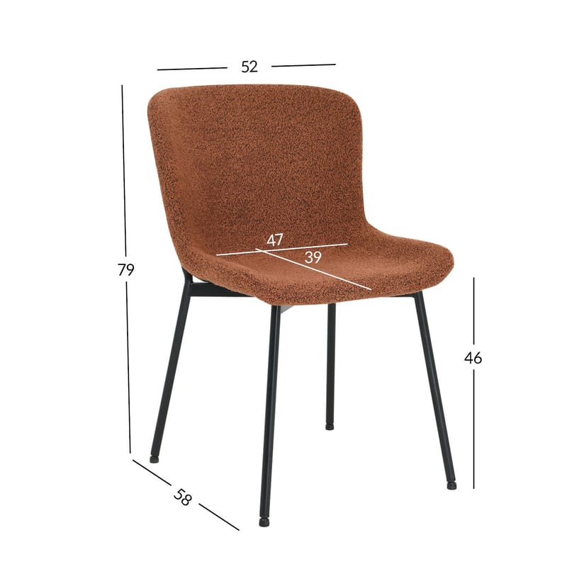 Stol HOME4YOU Manolo Rustrun bouclé - rustbrun - Møbler - Stole & lænestole - Spisebordsstole & køkkenstole