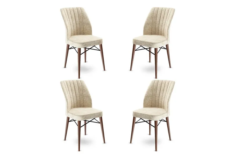Sundsvall Spisebordsstol i Stof med Metalunderstel, Lys Beige