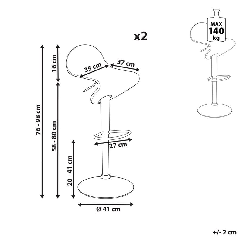 Svingbar skammel Liverpool 2-pak - Møbler - Stole & lænestole - Barstole