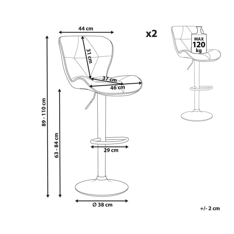 Svingbar skammel Valetta 2-pak - Møbler - Stole & lænestole - Barstole