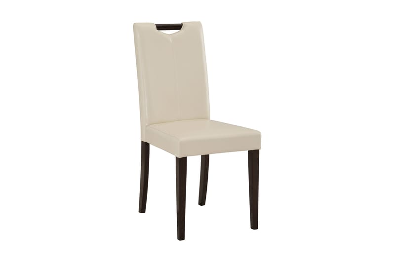 Sybil spisebordsstol kunstlæder 2 stk. - Beige/mørkt træ - Spisebordsstole & køkkenstole
