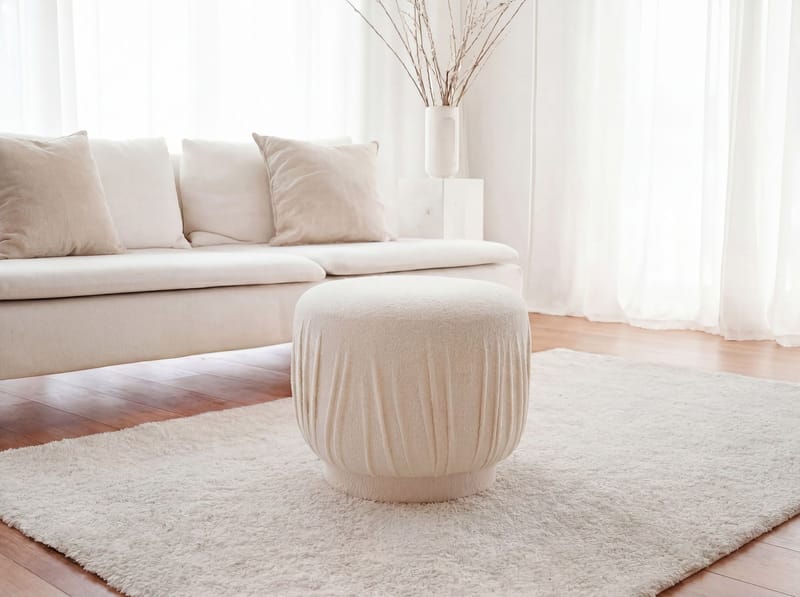 Älven rund siddepuf 50 cm i stof - lys creme - Møbler - Stole & lænestole - Taburet & skammel - Ottoman