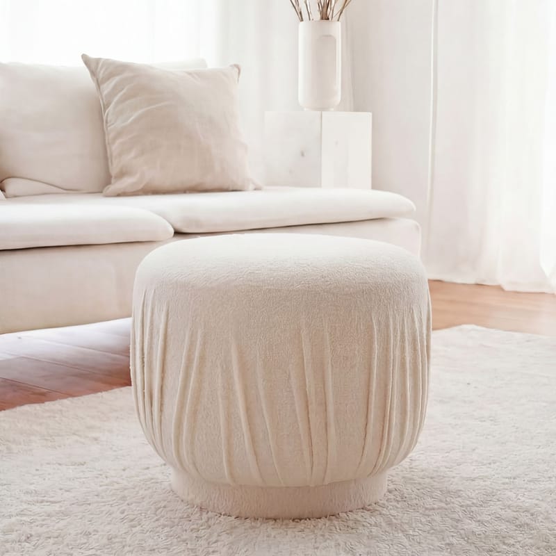 Älven rund siddepuf 50 cm i stof - lys creme - Møbler - Stole & lænestole - Taburet & skammel - Ottoman