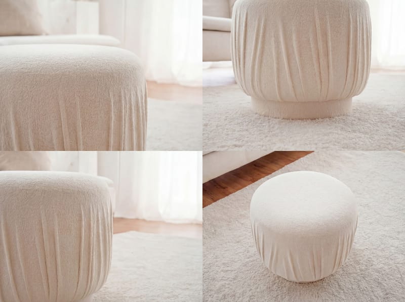 Älven rund siddepuf 50 cm i stof - lys creme - Møbler - Stole & lænestole - Taburet & skammel - Ottoman