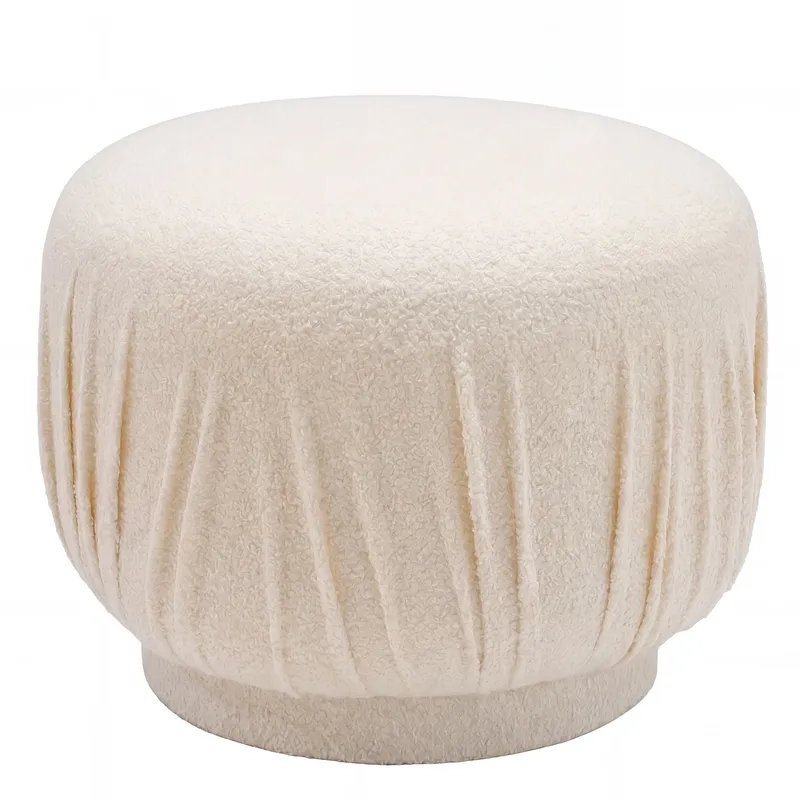 Älven rund siddepuf 50 cm i stof, lys creme