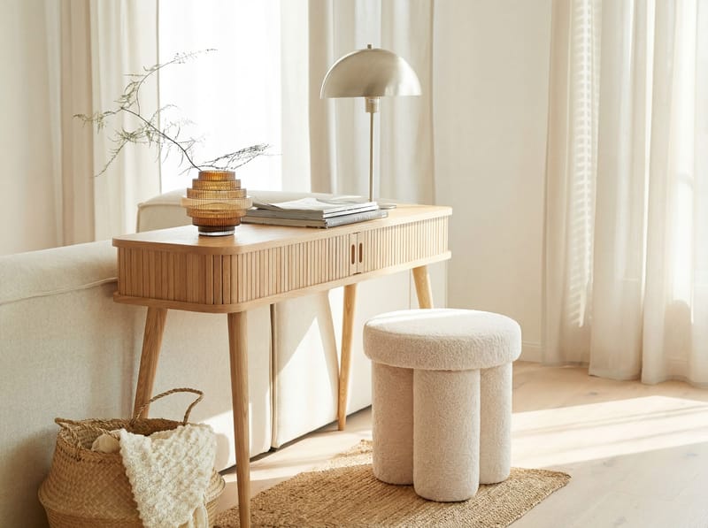 Ölvik rund siddepuf 40 cm i teddystof - lys creme - Møbler - Stole & lænestole - Taburet & skammel - Ottoman
