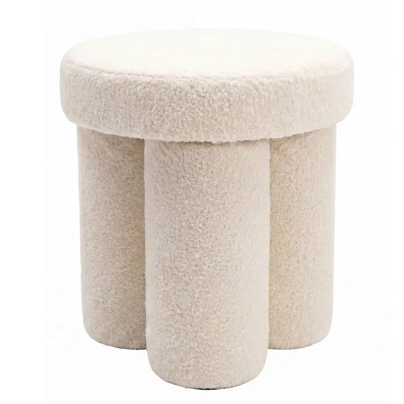 Ölvik rund siddepuf 40 cm i teddystof, lys creme