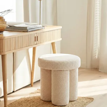 Ölvik rund siddepuf 40 cm i teddystof - lys creme - Møbler - Stole & lænestole - Taburet & skammel - Ottoman