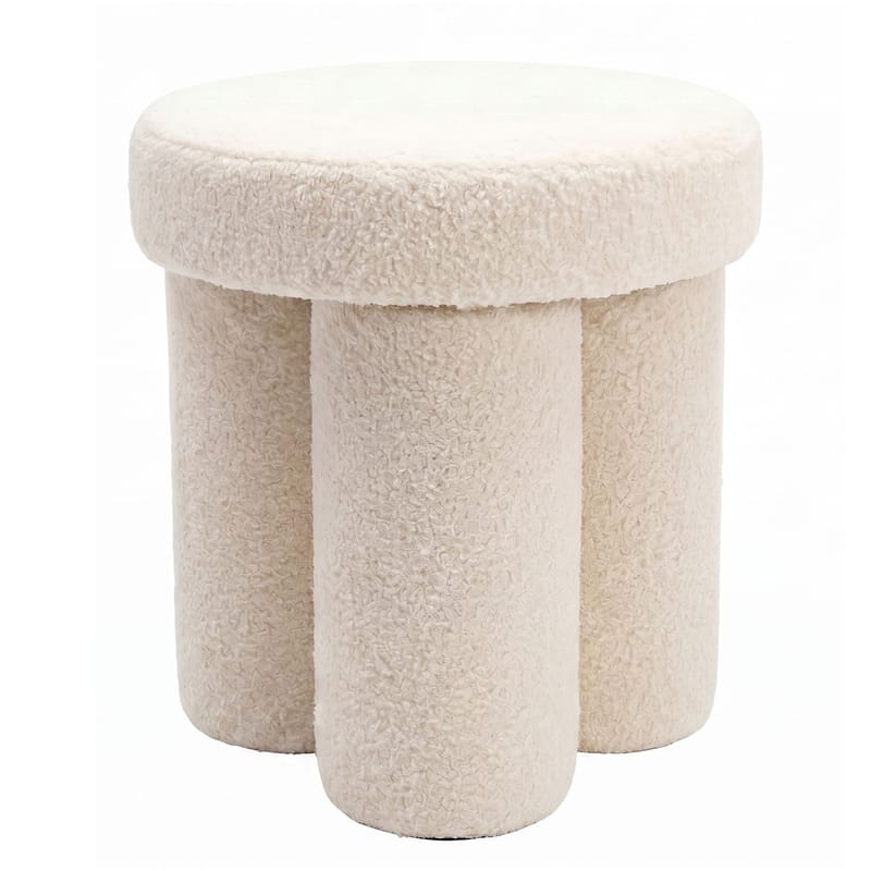 Ölvik rund siddepuf 40 cm i teddystof - lys creme - Møbler - Stole & lænestole - Taburet & skammel - Ottoman